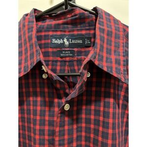 Ralph Lauren Men's Button Down Shirt L Red Navy Classic check plaid Dad